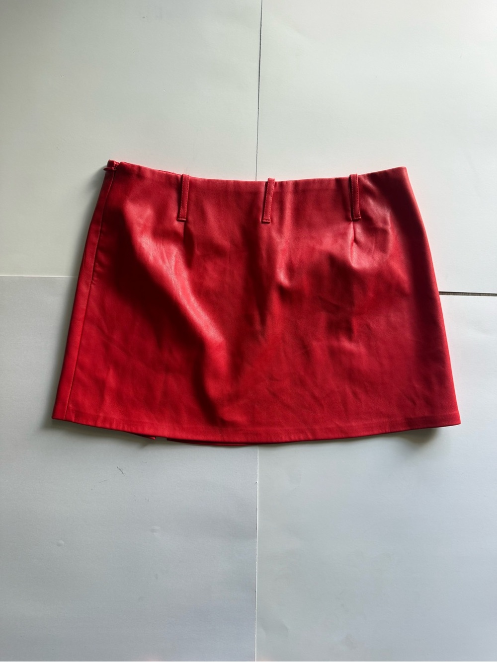 Love Tree Bold Red Faux Leather Mini Skirt - Picture 3 of 3